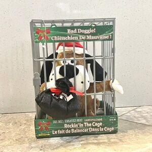 Dan Dee Bad Dog Animated Christmas Plush Santa Hat Jail Coal Lights New Decor